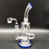 2022 Twin Chamber Fab Egg Slit Hub Heady bog Thicnk Clear Blue 10 Polegada Hookah Glass Dabber Rig Recycler Incycler Smoke Pipe Slit Puck 14,4mm Joint Perc