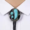 Bolo Ties Western cowboy bolo stropdas lederen kraag touw crescent natuursteen retro patroon zinklegering stropdas accessoires unisex Brits touw HKD230719