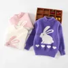 Pullover 2023 New Sweater For Girls Pullover Top Spring Autumn Warm Sweatshirt Easter Cute Rabbit Knitted Sweater Teen Kids Clothes 3-12Y HKD230719