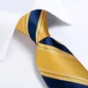 Bow Ties Dibangu Mens slipsar gult randigt sidenbröllop för män Hanky ​​manschetten Set Fashion Bussiness Party Drop Design 230718