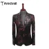 Mäns kostymer Blazers 2021 Män toppade Lapel Blazer Designs Plus Size 4XL Floral Print Velvet Suit Jacket Autumn Winter Groom 219V