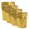 Aceptar LOGOTIPO personalizado 100X Durable Mate Oro Ziplock Metálico Mylar Bolsas de embalaje Sellable con calor Stand Up Zip Lock Bolsas Pouches276n