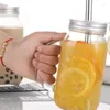 Wine Glasses 1PC Mason Jar Mugs With Handles Old Fashioned Glass Bottle Juice Drink Clear Water Cover Straw Drinkware Cup