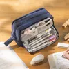 Pencil Bags Large Capacity Double Layer Pencil Case Canvas Portable Storage Bag Make Up Pouch Stationery School Supply 230719