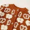 Posteo de otoño niña niña niños de punto de tejer suéter casual baby 100% algodón de punto de punto ondulado portaavos para niños trajes de chaqueta infantil
