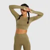 Active Shirts SALSPOR Femmes Sans Couture À Manches Longues Crop Yoga Top Gym Running Sport Shirt Fitness Sportswear Femme Élastique Serré Workout Tops