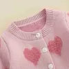 Pullover liooraitiin 0-3 års småbarn spädbarn baby flicka cardigan jackor hjärttryck långärmad knapp stängning stickad tröja toppar hkd230719