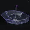 Parapluies 3X Transparent Parapluie Automatique Pluie Femmes Hommes Soleil Auto Violet Bordure