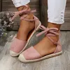 Rozmiar 6ED14 43 Plus paska kostki Espadrilles Roman Flat Hed Rope Buty Komfortowe Sandały Sandały 230718