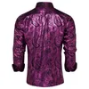 Camisas casuais masculinas 2023 luxo dourado azul vermelho ouro paisley seda para homens blusa solta tops manga longa camisa social roupas