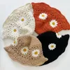 Berets Women Hollow Out Flowers Crochet Bucket Hat Spring Summer Beach Sun Female Korean Casual Foldable Sunproof Fisherman Cap