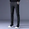 Herrenanzüge Marke Frühling Sommer Koreanische Casual Mode Twill Hosen Männer Dünne Stretch Schlanke Elastische Taille Anzug Hosen Männlich Grau schwarz D18