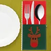 Servies Sets 4 Stuks Kerst Bestek Set Zilverwerk Houder Voor Party Rechthoek Vilt Doek Xmas Elder