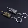 Keychains Fashion 3D World Of Tanks Key Chains Vintage Tin Bronze Color Keychain Metal Pendant Keyrings For Men Women Jewelry Gifts