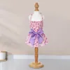 Vestuário para cachorro Pet Halter Dress Confortável Macio Atraente Algodão Estampa Flor Laço Acessórios de Fantasia de Princesa