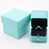 Romantische Blauwe Lederen Sieraden Geschenkdoos Ring Box Ketting Box Ring Verpakking Opslag Ring Organizer voor Bruiloft Propose278e