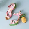 Bouette de boucle de boucle sandales phoentin sandales hautes ananas rose imprimé peep-toe toe chaussures de plate-forme d'été femme nouveauté ft919 230718 979