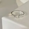 Pierścienie klastra Shanice Korea Południowa S925 srebrny otwartego pierścienia ins niszowy projekt Pearl Butterfly spersonalizowana biżuteria