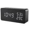 Skrivbordsklockor Oria digital väckarklocka LED Träklocka Alarmklocka Voice Control Timer Datum Temperatur Fuktighet Sovrum Kontor Heminredning 230718