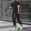 Men's Tracksuits Men's 2-piece set men's track suit 3D printing casual street clothing brand men's summer short sleeved T-shirt and pants Z230719