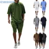 Männer Trainingsanzüge Sets Sommer Anzug Solide Rundhals T-shirt Kurze Ärmel Shorts Lose Freizeit Täglich Herren Hosen Casual Männer kleidung 230719