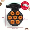 US Plug Mini 700W Donut Maker Machine For Kid-Friendly Breakfast, Snacks, Desserts & More With Non-stick Surface, Makes 7 Doughnuts, Donut Print Pink Blue Red