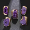 Cluster Ringen Onregelmatige Geode Echte Steen Gat Open Ring Voor Vrouwen Paars Kristal Verstelbaar 1 stks Random267H