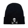 Beanie/Skull Caps Vinterbroderi Skull Gester 66 Akryl Knit Beanies Hat för män Kvinnor utomhus bergsbestigande värmande kalla mössor ungdomar W193 J230719