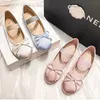 Jane Bccc6 Dress Round Mary Toe Plus Size Women's Bow Silk Satin Ballet Spring Autumn Flats Shoes Zapatos De Mujer 230718