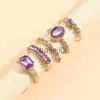 Anelli di banda Ringponi viola Ring Set geometrico Imitazione Crystal Bohemian Anelli per donne Gioielli Vintage Fare di nozze Cessori per feste di nozze J230719