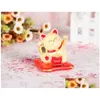 Andra konst och hantverk som skakar hand Lucky Cat Counter Decoration Waving Oranment Home Office Shop Decor Wealth Fortune Feng Shui Gif Dhrv8