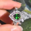 Cluster Rings Pear Cut Emerald Green Cubic Zirconia Crystal Stone For Women Luxury Fashion Jewelry Banquet Party Gift