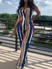 Kvinnors jumpsuits Rompers LW Plus Size Women Sexig Jumpsuit Tie Dye Pocket Design Cami Camis Bodycon Skinny Bodysuit Pencil Pants PlaySuit 230719