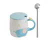 Tassen Nordic Keramik Nette Cartoon Kaffeetasse Kreative Handbemalte Elefanten Wasser Tasse Büro Tee Hause Milch Mit Löffel Und Deckel