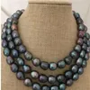 stunning 12-13mm tahitian black pearl necklace 38inch 925 silver2767