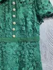 New S-elf Portrait Green Lace Midi Dress Short Sleeve Fit&Flare Dress for Women