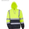 Men's Hoodies Sweatshirts Reflective Polar Fleece Hooded Jacket Orange Jacket High Visibility Pullover Long Sleeve Hooded Sweatshirt Man Hoodies T230719