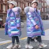 Piumino 2023 Giacca invernale da donna Cappotto impermeabile per bambini con cappuccio lucido Cappotto da neve Parka per bambini 5-14 anni Z230720