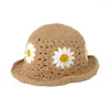 Berets Women Hollow Out Flowers Crochet Bucket Hat Spring Summer Beach Sun Female Korean Casual Foldable Sunproof Fisherman Cap