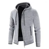 Herrtröjor herrar tröja hoodie solid färg plus fleece slim cardigan jacka casual harajuku stil män stickkläder mode tröja m-3xl