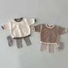 Ensembles de vêtements bébé garçons couleur unie mignon décontracté à manches longues coton bébé filles motif uni mode pantalon 2 pièces pyjamas pour enfants 230719