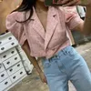 Kvinnorjackor Summer Autumn Elegant Vintage Crop Jacket Women Puff Short Sleeve Plaid Woman Topps Korean Slim Ladies Shirt Coats 15497