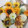 Decorative Flowers 1 Box Artificial Flower Realistic No Watering Simulation Combo Design Wedding Bouquet Stimulation Sunflower Home