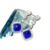 Kvinnor Fashion Jewelry Lady Red Green Blue Crystal Earring Stud Love Heart Zircon Diamond White Gold Earrings Wedding Party Gift