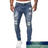Nova Moda Streetwear Mens Jeans Destroyed Design Rasgado Lápis Tornozelo Skinny Homens Comprimento Inteiro Buraco Jeans2517