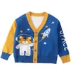 Trui Baby Jongen Trui Vest Jas 2023 Herfst Winter Trui Kinderen Truien Kinderen Gebreide Kleding Cartoon V-hals Peuter Gesplitst 2-7y HKD230719