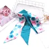 Fashion Ice Silk Scarf Hair Band Long Ribbon Bow Summer Hair Rope Streamer Women Ponytail Holder Hair Scarf Hair Accessories