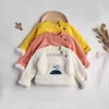 Pullover MILANCEL 2023 New Winter Kids Sweaters Fur Lining Animal Knit Pullover Thicken Fleece Kids Clothes HKD230719