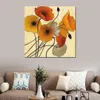 Flowers Canvas Art Pumpkin Poppies Ii Handcrafted Abstract Painting Modern Decor for Office