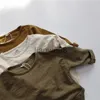 T-Shirts Kinder-Langarm-T-Shirt Frühling Herbst Neue koreanische Jungen- und Mädchen-Baby-Rundhalsausschnitt-feste beiläufige Baumwollbodenbildungs-Hemd WTB03 x0719